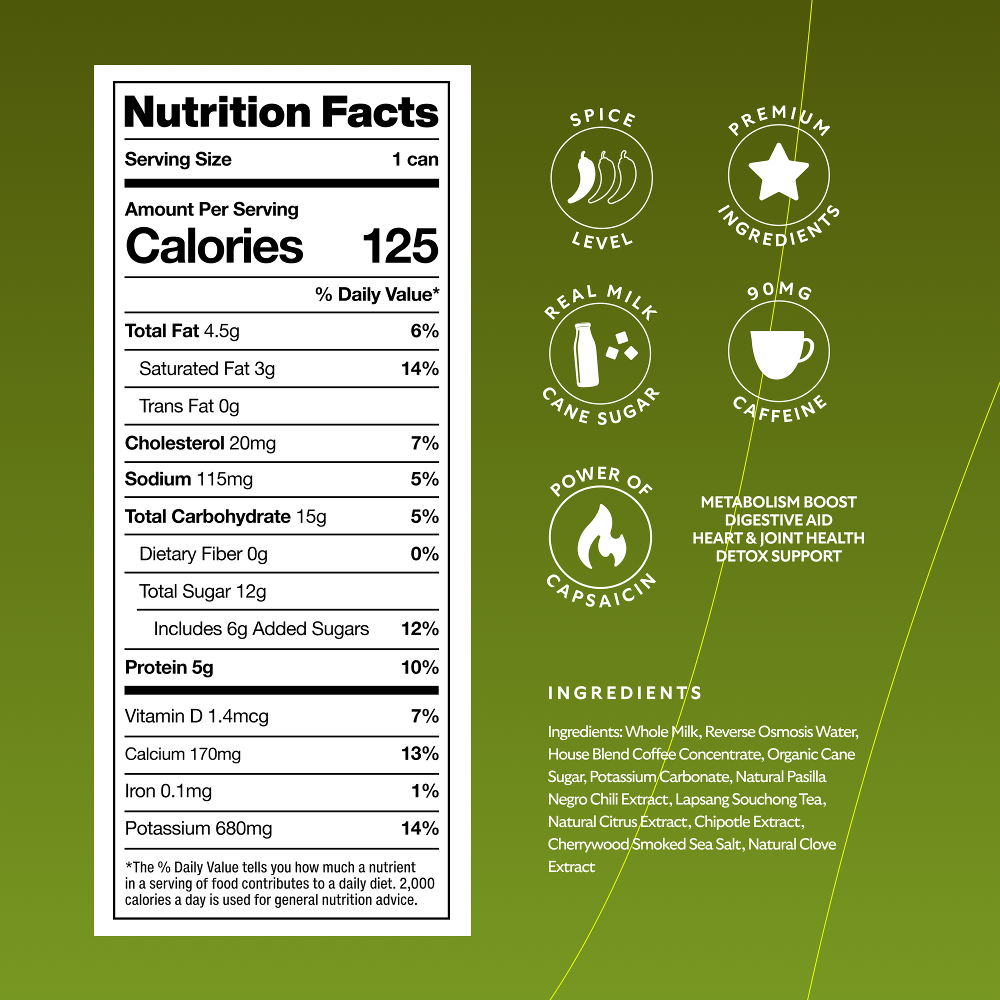 SPICY COFFEE, Amalfi (Citrus, Smoke & Spice), RTD Coffee Latte, 8OZ (12-Pack)