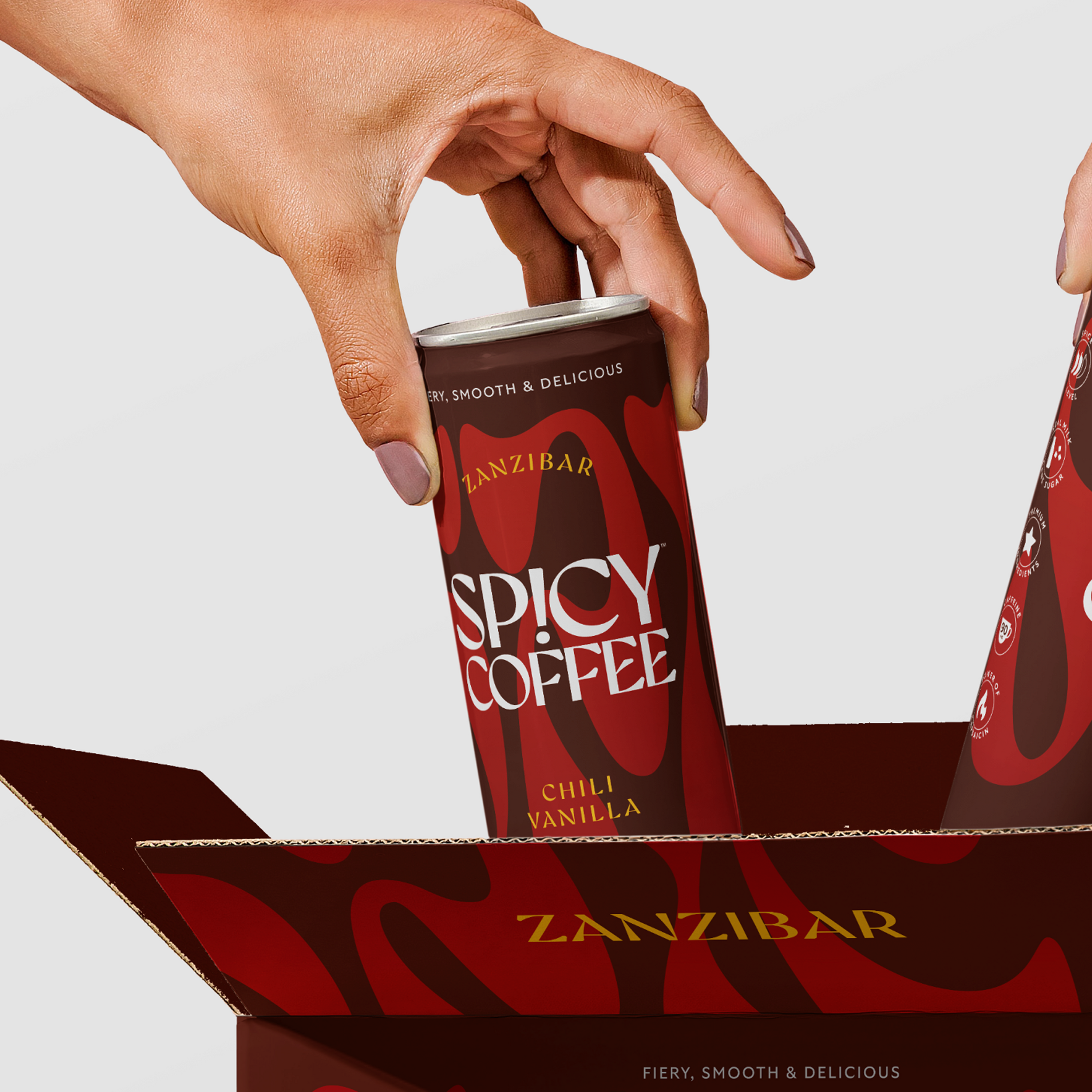 SPICY COFFEE, Zanzibar (Chili & Vanilla), RTD Coffee Latte, 8OZ (12-Pack)